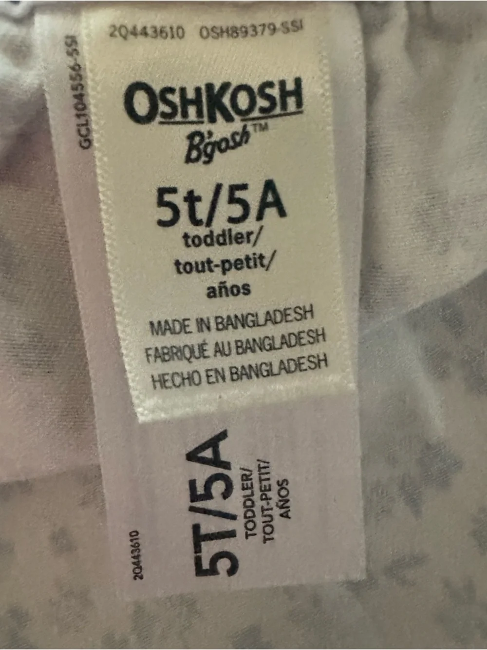 OshKosh B'gosh 5T Toddler Girl Light Blue & White Floral Denim Overall Dress
